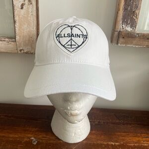 AllSaints London Baseball Cap - Heart Peace Logo - White